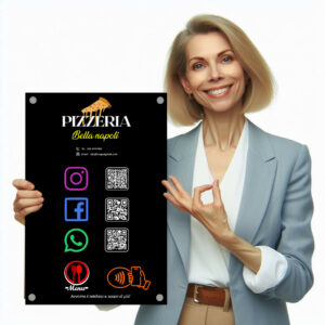 hai una Pizzeria di prestigio? Installa la nostra targhetta digitale unica per attirare e persuadere le persone a entrare nel tua Pizzeria. Sottolinea la tua eccellenza culinaria con una presentazione unica.