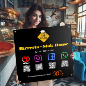 Una targhetta digitale, invoglia a entrare nel tuo Pub Birreria. Diventi persuasivo alla tua comunicazione visiva con questa novità unica!